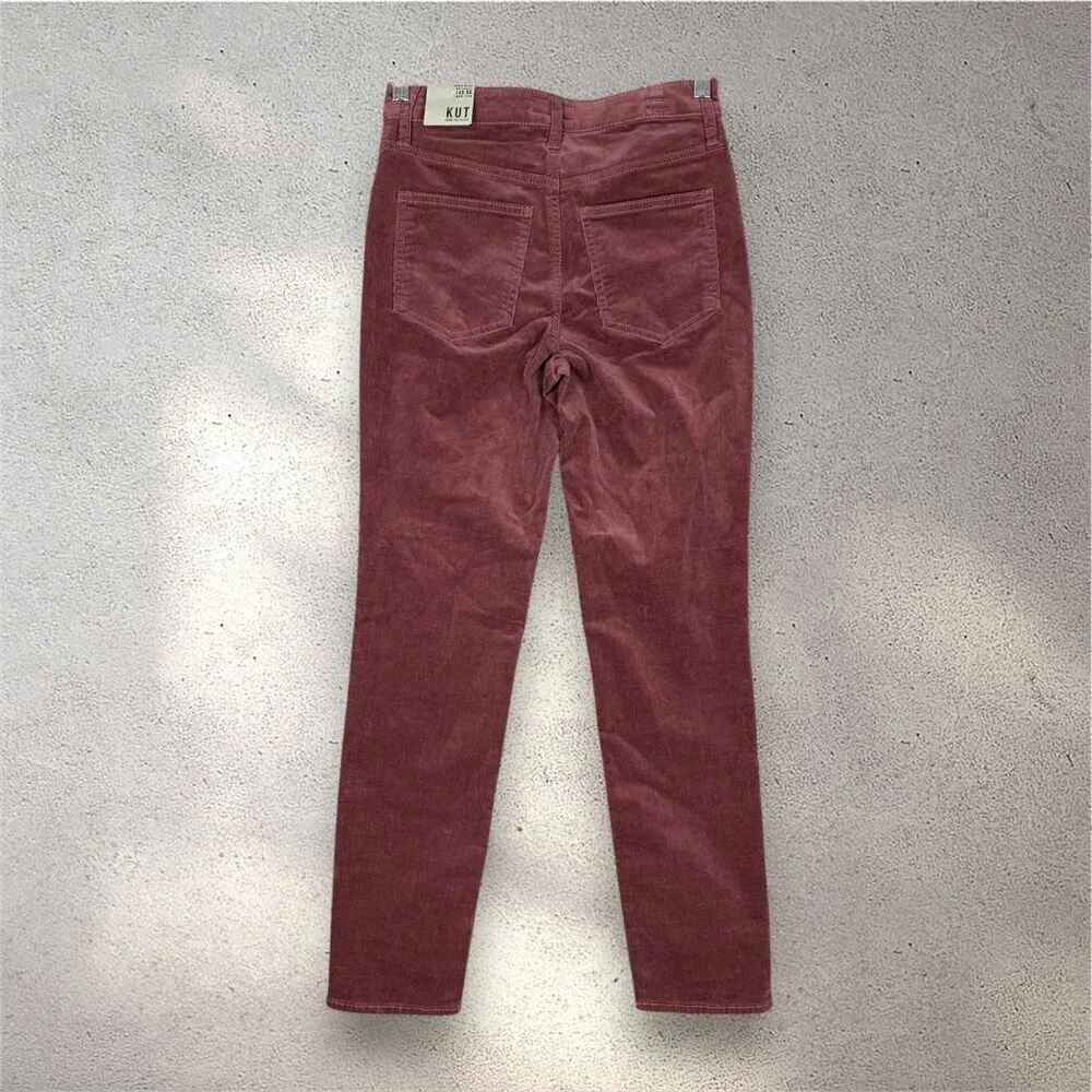 KUT From The Kloth Rachael Fab Ab Mom Jean Womens 00 Burgundy Corduroy High Rise